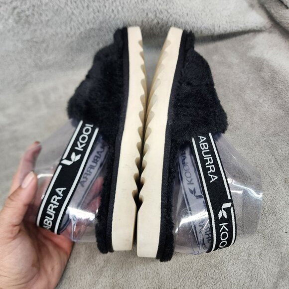 Ugg Shoes Womens Size 6 Koolaburra Black Slip On Fuzzy Platform Sandals *Read* - Picture 6 of 10